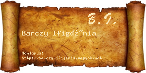 Barczy Ifigénia névjegykártya